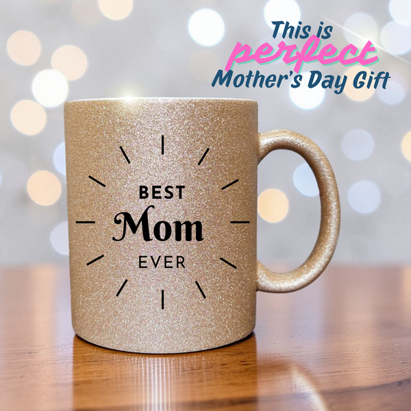 Глітерна керамічна чашка Best Mom, для Мами/Матері/Матусі - Подарунок Мамі (330 мл) GL_B_020 фото