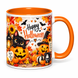 Кружка на Хэллоуин &mdash; керамическая кружка с принтом Halloween, тыква, ведьмочка, привидение KWH008 фото 1