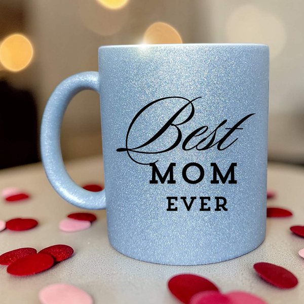 Глітерна керамічна чашка Best Mom, для Мами/Матері/Матусі - Подарунок Мамі (330 мл) GL_B_021 фото