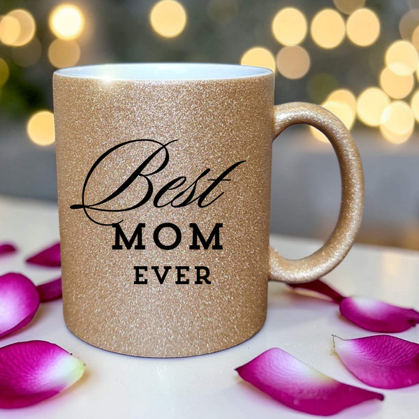 Глітерна керамічна чашка Best Mom, для Мами/Матері/Матусі - Подарунок Мамі (330 мл) GL_B_021 фото