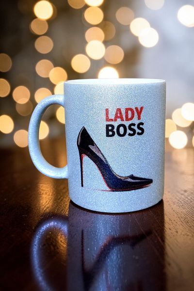 Глиттерная керамическая чашка Lady Boss - для Успешной Леди GL_S_001 фото