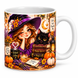 Кружка на Хэллоуин &mdash; керамическая кружка с принтом Halloween, тыква, ведьмочка, привидение WH046 фото 1