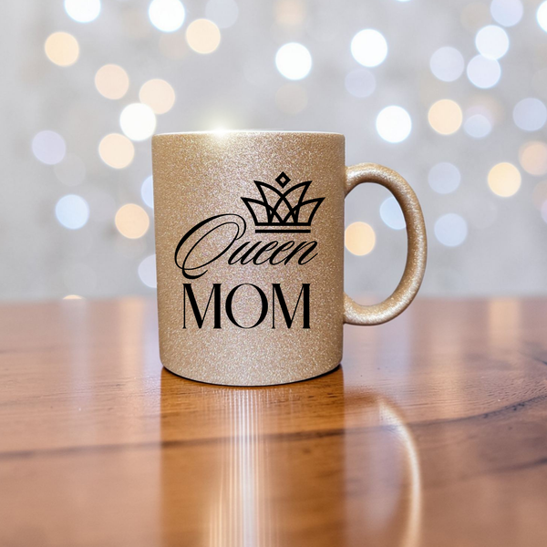 Глітерна керамічна чашка Queen Mom, для Мами/Матері/Матусі - Подарунок Мамі (330 мл) GL_B_023 фото