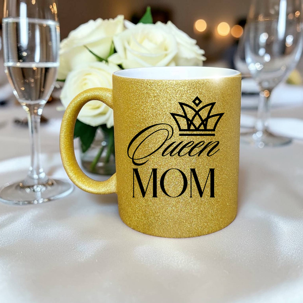 Глітерна керамічна чашка Queen Mom, для Мами/Матері/Матусі - Подарунок Мамі (330 мл) GL_B_023 фото