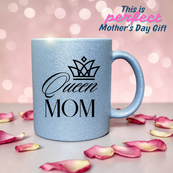 Глітерна керамічна чашка Queen Mom, для Мами/Матері/Матусі - Подарунок Мамі (330 мл) GL_B_023 фото