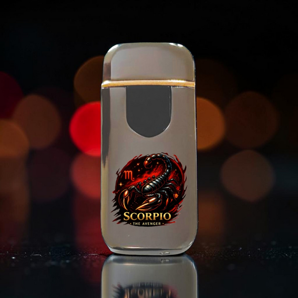 Премиальная электро зажигалка с Скорпионом - USB спиральная безполумная в подарочной коробке. Знак зодиака Скорпион ZSL_22 фото