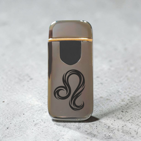 Премиальная электро зажигалка со знаком Зодиака Лев - USB спиральная безполумная в подарочной коробке. Знак зодиакака Лев ZSL_09 фото