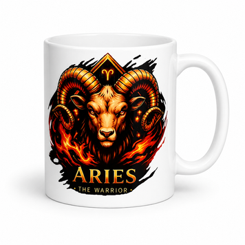 Керамічна чашка Знак Зодіаку Овен - Подарунок Овну, стильна кружка з принтом Aries WZS_01 фото