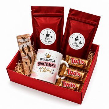 Подарочный набор к Дню учителя с чашкой, чаем, кофе и сладостями - готовый подарок учителю 1123 фото
