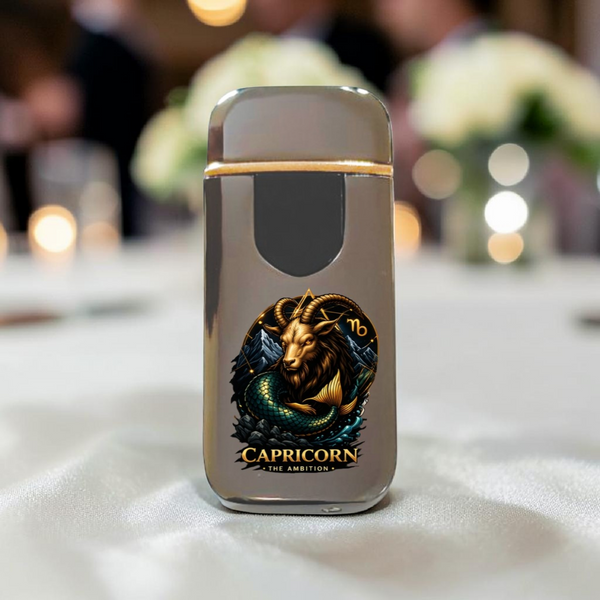 Премиальная электро зажигалка с изображением Козерог - USB спиральная безполумная в подарочной коробке. Знак зодиакака Козерог ZSL_35 фото