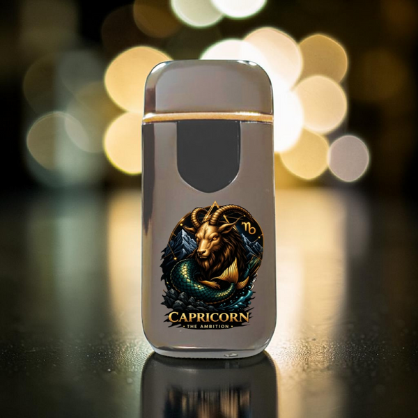 Премиальная электро зажигалка с изображением Козерог - USB спиральная безполумная в подарочной коробке. Знак зодиакака Козерог ZSL_35 фото