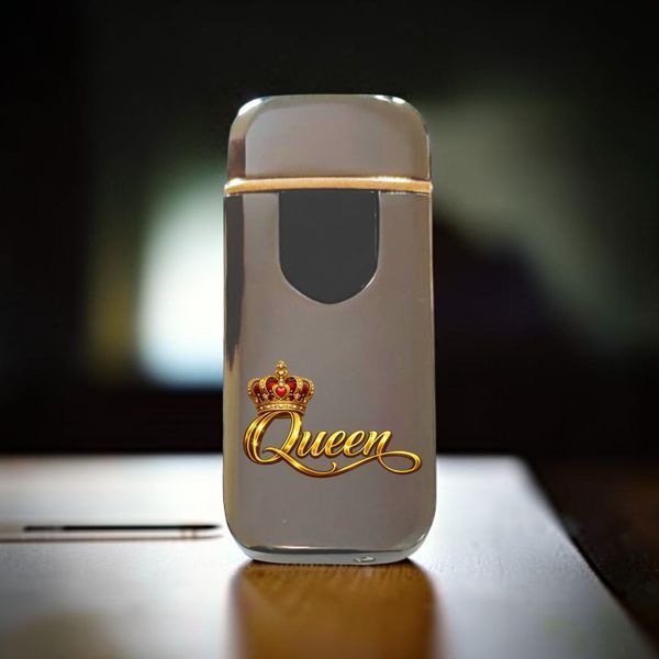 Премиальная электро зажигалка с надписью "Qeen"- USB спиральная безполумная в подарочной коробке ZSL_56 фото
