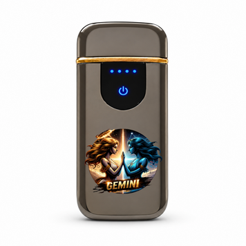 Премиальная электро зажигалка с Близнецами - USB спиральная безполумная в подарочной коробке. Знак зодиака Близнецы ZSL_25 фото