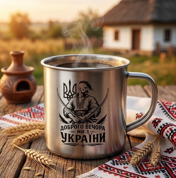 Металева чашка з оригінальним дизайном &mdash; туристична та похідна чашка MC004 фото