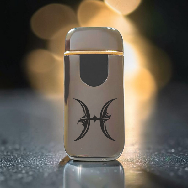 Премиальная электро зажигалка с изображением Рыбы - USB спиральная безполумная в подарочной коробке. Знак зодиака Рыбы ZSL_40 фото