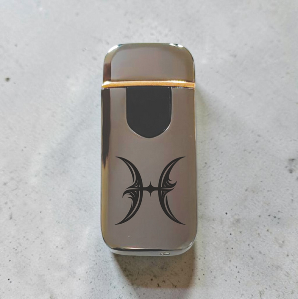 Премиальная электро зажигалка с изображением Рыбы - USB спиральная безполумная в подарочной коробке. Знак зодиака Рыбы ZSL_40 фото