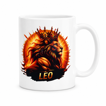 Керамическая чашка Знак Зодиака Лев - Подарок Леву, белая кружка с принтом Leo WZS_06 фото
