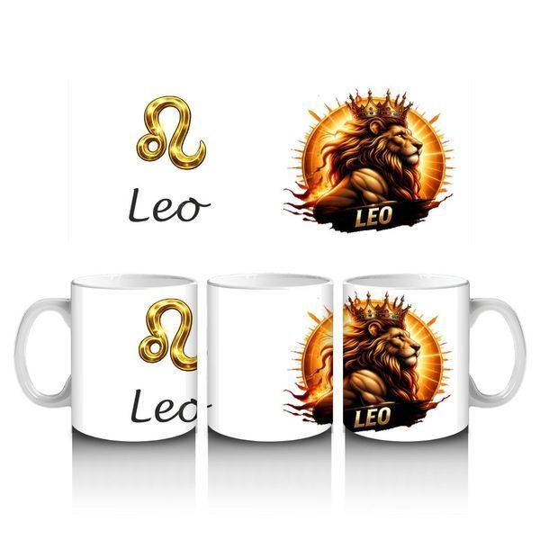 Керамическая чашка Знак Зодиака Лев - Подарок Леву, белая кружка с принтом Leo WZS_06 фото