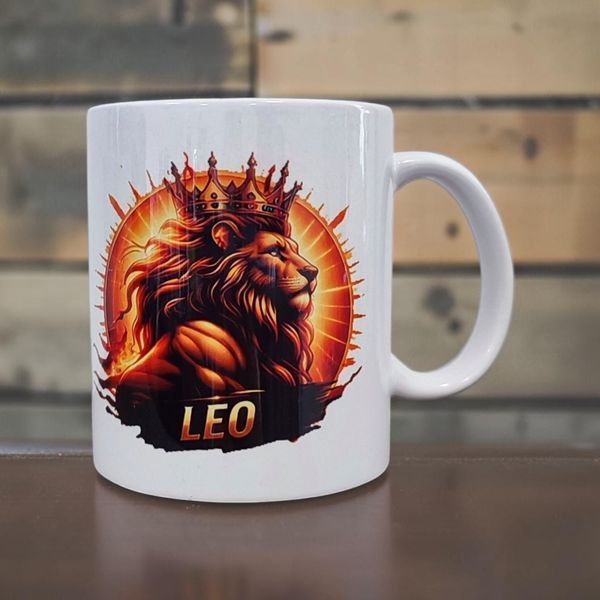 Керамическая чашка Знак Зодиака Лев - Подарок Леву, белая кружка с принтом Leo WZS_06 фото