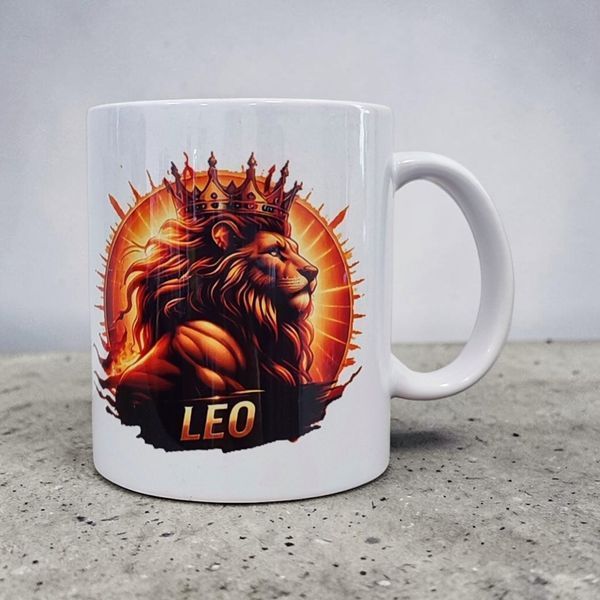 Керамическая чашка Знак Зодиака Лев - Подарок Леву, белая кружка с принтом Leo WZS_06 фото