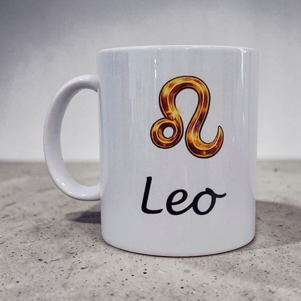Керамическая чашка Знак Зодиака Лев - Подарок Леву, белая кружка с принтом Leo WZS_06 фото